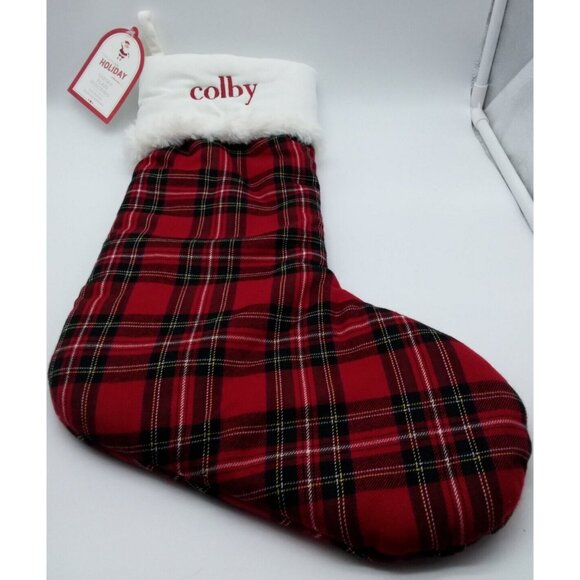 Pottery Barn Kids Colby Tartan Plaid Christmas Stocking Holiday Quilted 20 inch - Picture 8 of 10